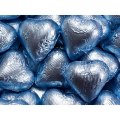 Pastel Blue Chocolate Foil Hearts 10LB Bulk
