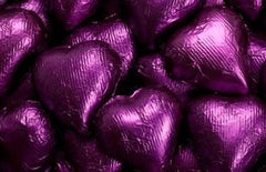 Purple Chocolate Foil Hearts 10LB Bulk