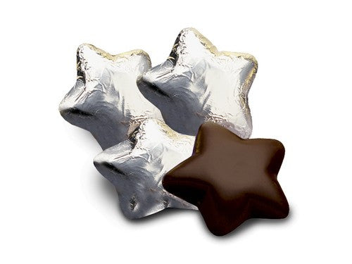 Silver Chocolate Stars 5LB Bulk