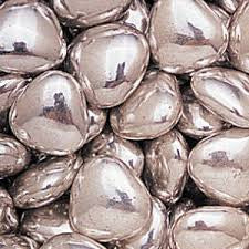 Amorini Silver Chocolate Hearts 10LB Bulk