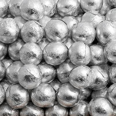 Silver Chocolate Foil Balls 10LB Bulk