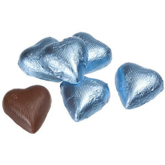 Pastel Blue Chocolate Foil Hearts 10LB Bulk