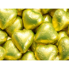 Yellow Chocolate Foil Hearts 10LB Bulk