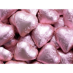 Light Pink Chocolate Foil Hearts 10LB Bulk