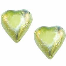 Leaf Green Chocolate Foil Hearts 10LB Bulk