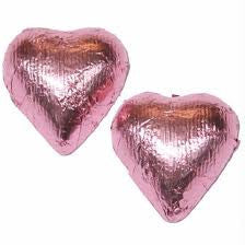 Light Pink Chocolate Foil Hearts 10LB Bulk